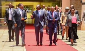 CS for Public Service and Human Capital Development Justin Muturi joined President William Ruto at the official launch of the Strategic Framework for the National Police Service, Kenya Prisons Service, and National Youth Service held at the Kenya School of Government, Lower Kabete